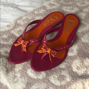 Dior Pink and Orange Bow Sandals